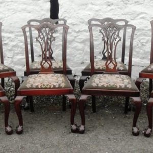 SOLD . Set eight Victorian mahogany Chippendale dining chairs 18th Cent Antique Chairs