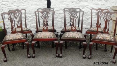 SOLD . Set eight Victorian mahogany Chippendale dining chairs