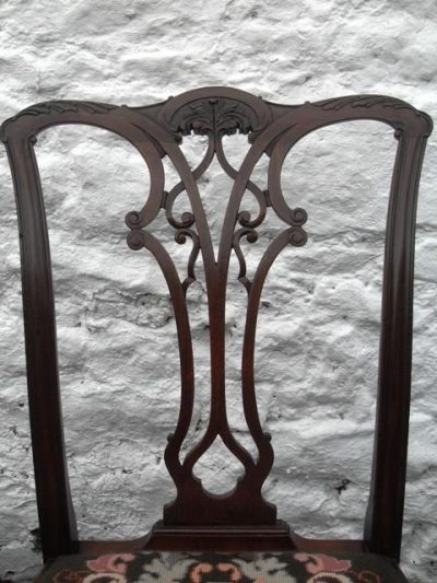 SOLD . Set eight Victorian mahogany Chippendale dining chairs - Image 6
