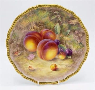 SOLD. Worcester Fruits Cabinet Plate, decorated by Harry Ayrton