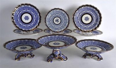 SOLD 18th cent Worcester Royal Lilys 9 pieces