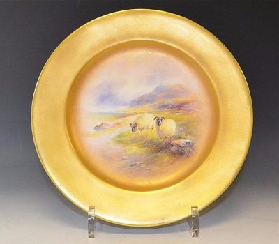 SOLD Royal Worcester sheep plate, signed Harry Davis,