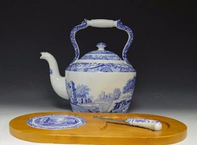 SOLD Spode Blue and White Large Kettle 19th century Antique Ceramics 3