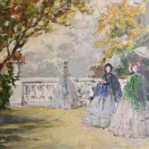 French post impressionist Parisian Garden. Oil painting on Canvas Antiques Scotland Antique Art