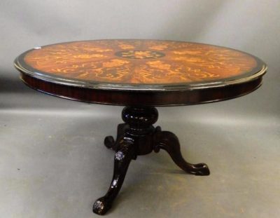 Victorian walnut centre table with eight sectioned marquetry top. - Image 5