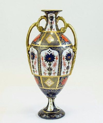 SOLD Derby twin handle urn. (Imari Pattern)