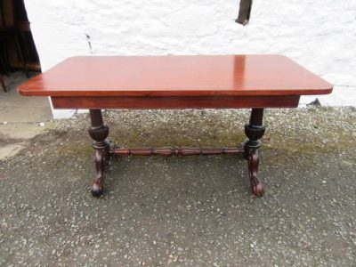 Large Victorian cross banded rosewood stretcher table 19th century Antique Furniture 7