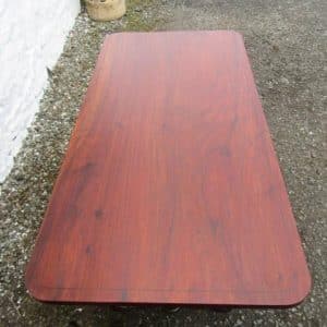 Large Victorian cross banded rosewood stretcher table 19th century Antique Furniture