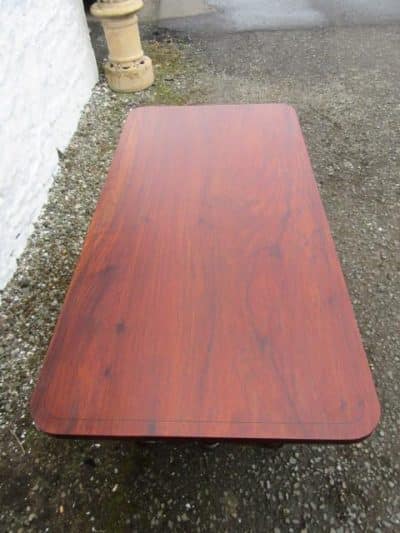 Large Victorian cross banded rosewood stretcher table 19th century Antique Furniture 3
