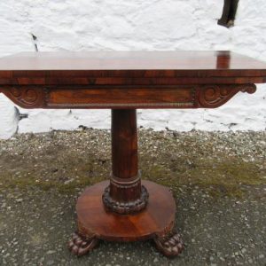 William 1V Rosewood fold over card table 19th century Antique Tables