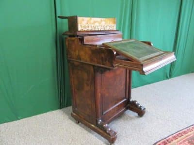 Victorian pop up Burr Walnut Davenport Desk 19th century Antique Desks 4