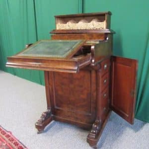 Victorian pop up Burr Walnut Davenport Desk 19th century Antique Desks