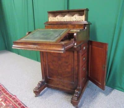 Victorian pop up Burr Walnut Davenport Desk