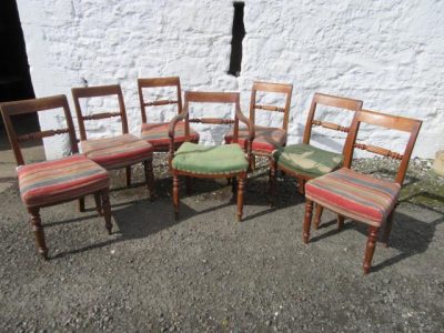 SOLD Regency set seven elm dining chairs