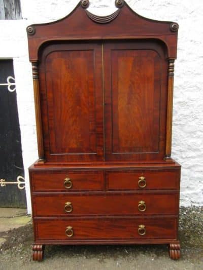 SOLD Georgian mahogany linen press (Irish)
