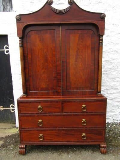 SOLD Georgian mahogany linen press (Irish) 18th Cent Antique Chest Of Drawers 3