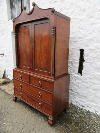 SOLD Georgian mahogany linen press (Irish) 18th Cent Antique Chest Of Drawers 4