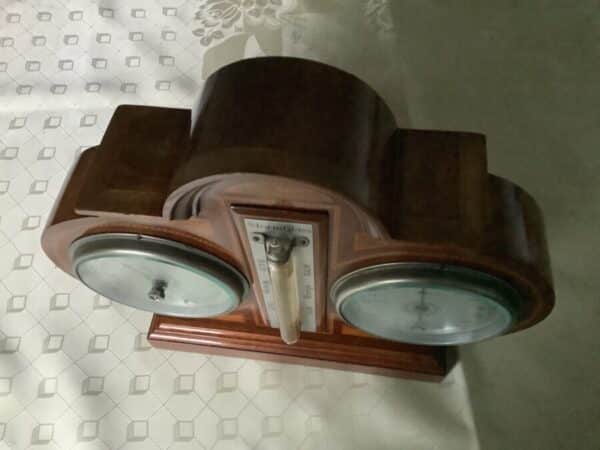 AN INLAID WEATHER STATION- BAROMETER/THERMOMETER/STORM PHIAL - Image 6