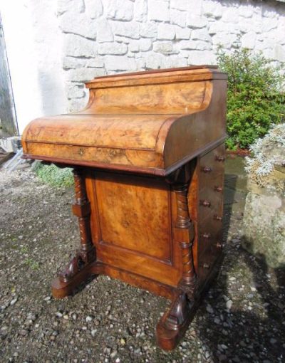 Burr Walnut Piano Top Davenport Desk 19th century Antique Desks 4