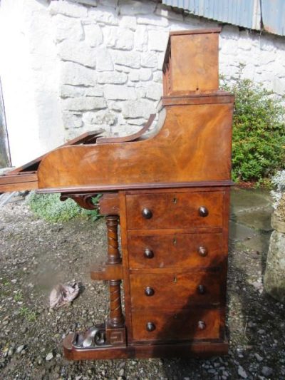 Burr Walnut Piano Top Davenport Desk - Image 4