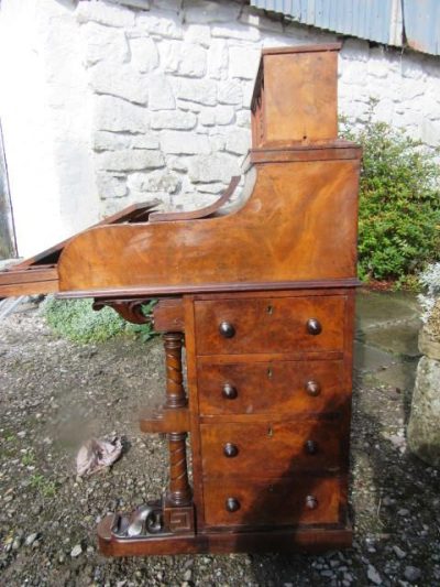 Burr Walnut Piano Top Davenport Desk 19th century Antique Desks 6