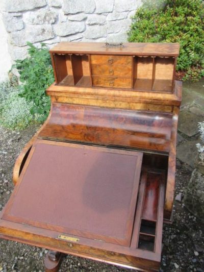 Burr Walnut Piano Top Davenport Desk 19th century Antique Desks 8