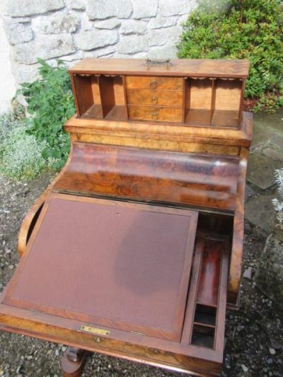 Burr Walnut Piano Top Davenport Desk - Image 6