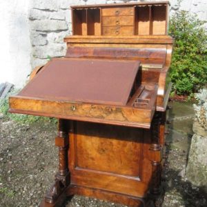 Burr Walnut Piano Top Davenport Desk 19th century Antique Desks