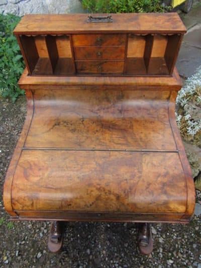 Burr Walnut Piano Top Davenport Desk - Image 8