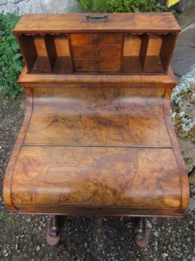 Burr Walnut Piano Top Davenport Desk 19th century Antique Desks 10