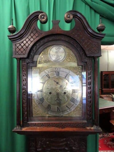 SOLD 18th cent Scottish carved oak brass face grandfather clock 18th Cent Antique Clocks 3