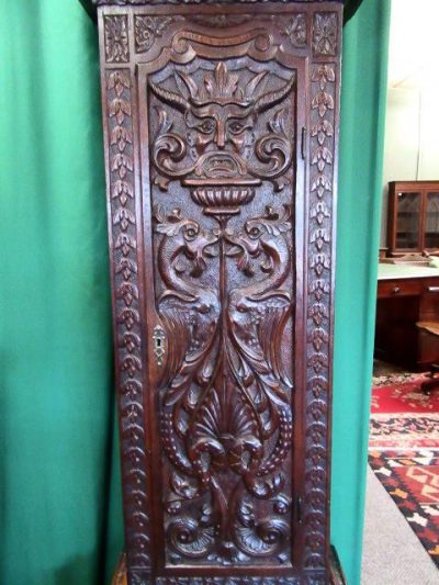 SOLD 18th cent Scottish carved oak brass face grandfather clock 18th Cent Antique Clocks 6