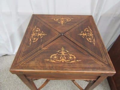 SOLD Edwardian inlaid rosewood envelope table - Image 2