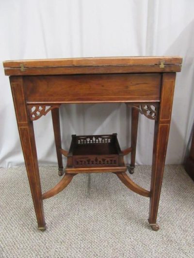 SOLD Edwardian inlaid rosewood envelope table - Image 4