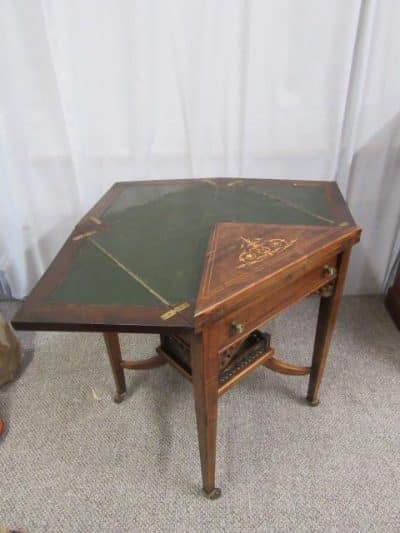 SOLD Edwardian inlaid rosewood envelope table Andrew Christie Antique Furniture 3