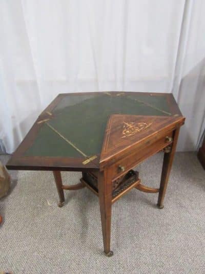 SOLD Edwardian inlaid rosewood envelope table