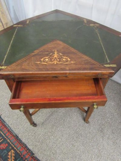 SOLD Edwardian inlaid rosewood envelope table - Image 3