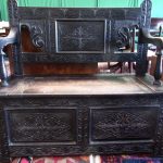 Victorian oak monks bench 19th century Antique Chairs
