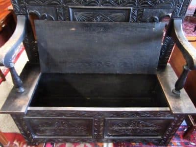 Victorian oak monks bench - Image 2