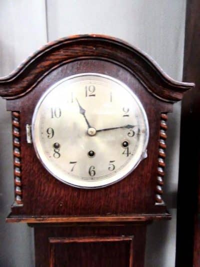 SOLD Edwardian barley twist oak grandmother clock Andrew Christie Antique Art 4