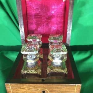Victorian Rosewood cased box of four scent bottles Antique shop Glasgow Antique Furniture 3