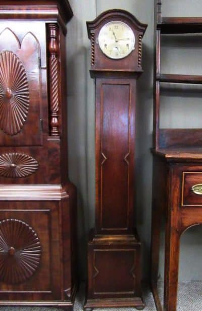 SOLD Edwardian barley twist oak grandmother clock