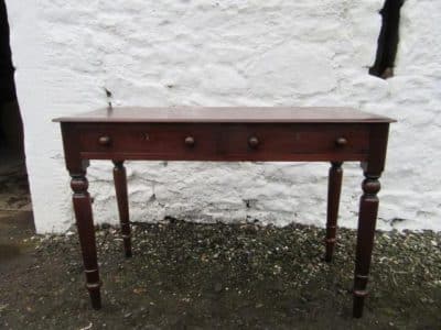 Victorian mahogany two drawer side/hall table 19th century Antique Furniture 3