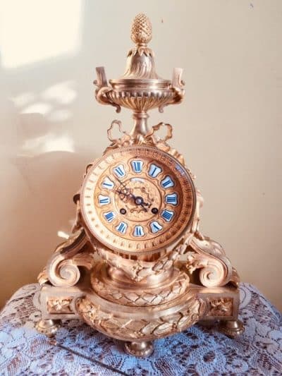 French gilt bronze mantel clock by S.Marti 19th century Antique Clocks 3