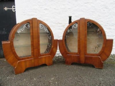 SOLD Pr 20th century walnut art deco cabinets