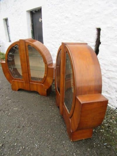 SOLD Pr 20th century walnut art deco cabinets - Image 2