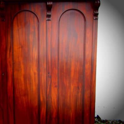SOLD Early Victorian three door figured mahogany. 19th century Antique Wardrobes 9