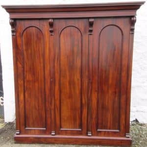 SOLD Early Victorian three door figured mahogany. 19th century Antique Wardrobes