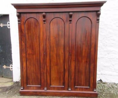 SOLD Early Victorian three door figured mahogany. 19th century Antique Wardrobes 3