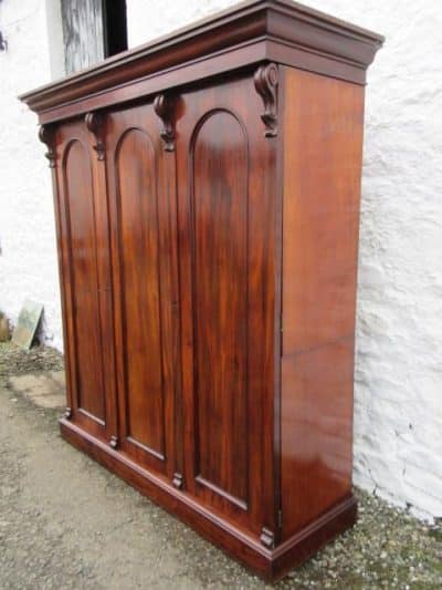 SOLD Early Victorian three door figured mahogany. 19th century Antique Wardrobes 4